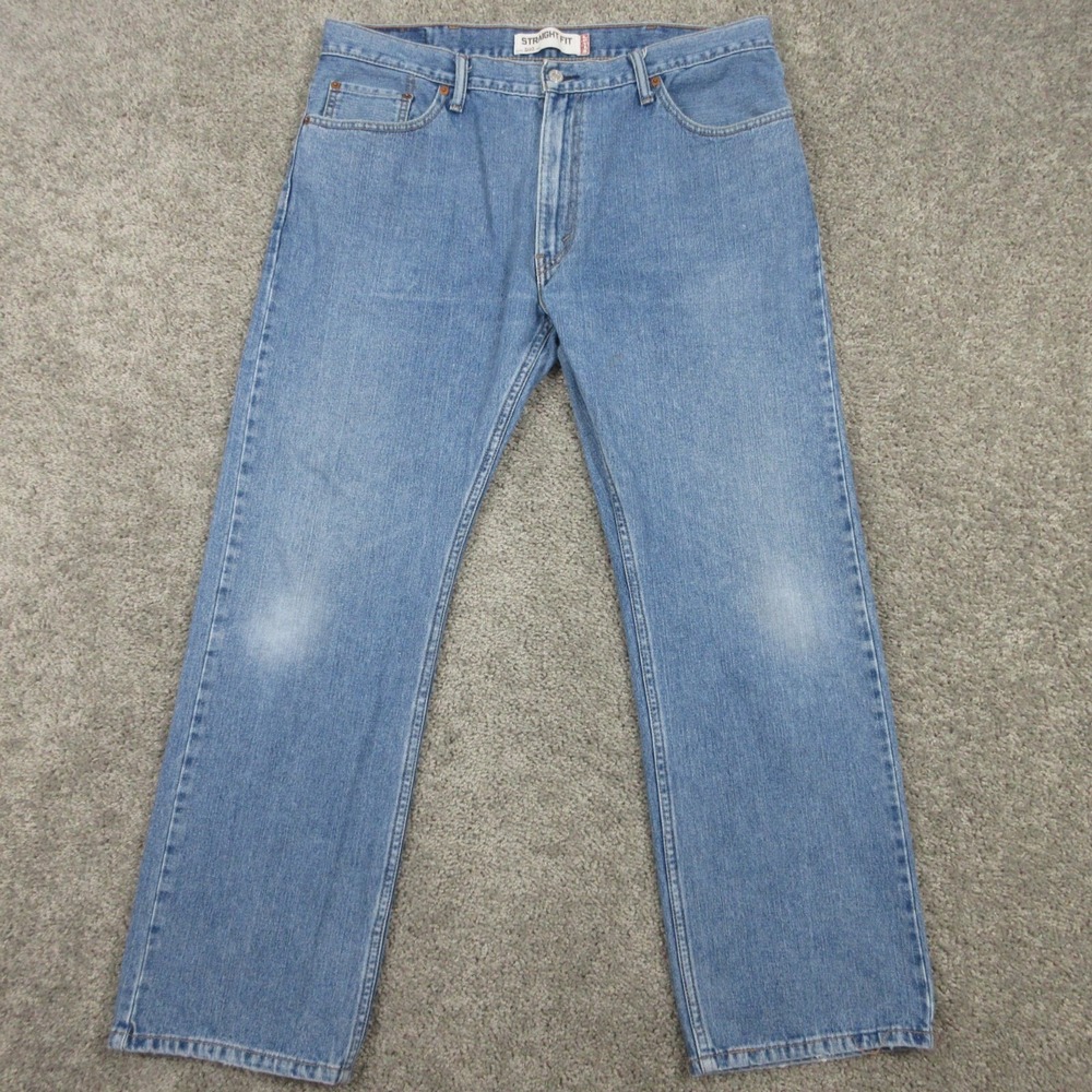 Levis Jeans Mens 38x30 Blue 505 Regular Straight Leg Faded Zip Fly Denim America